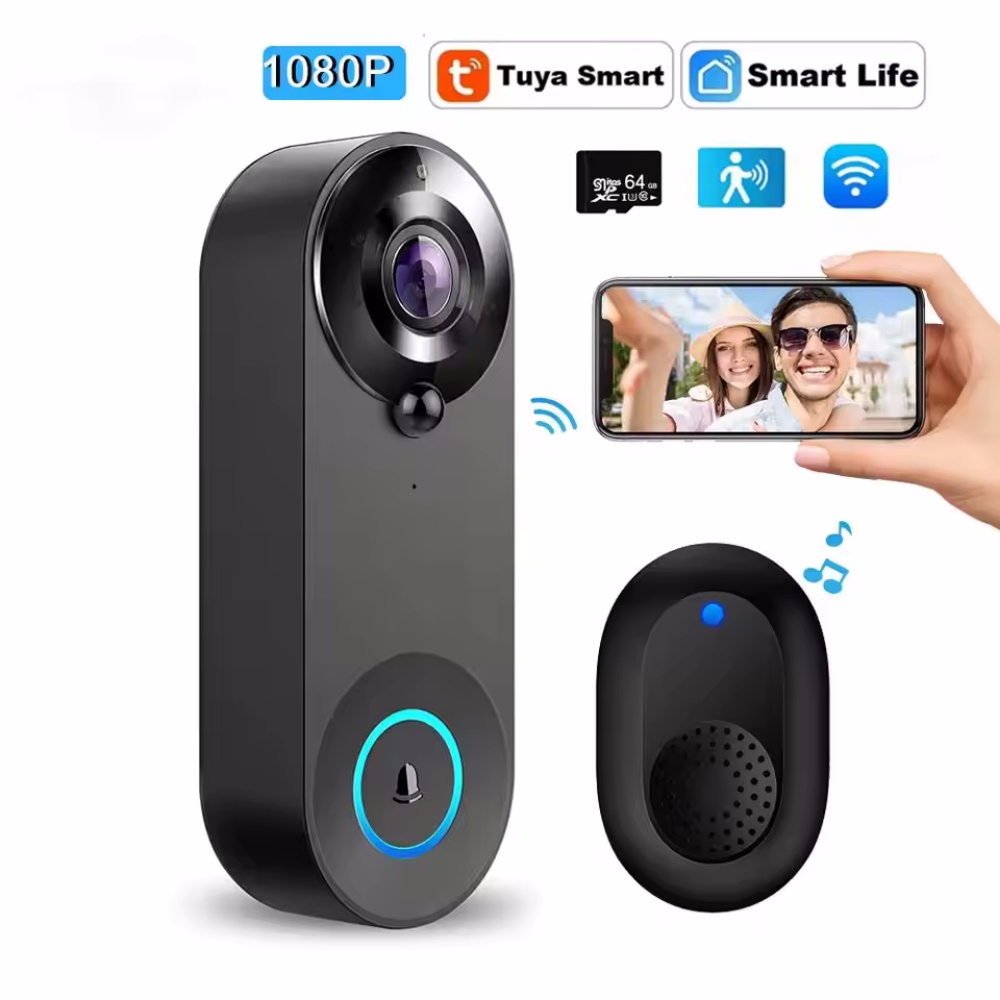 Smart Home Video Doorbell Enhanced Security With Smart Doorbell - Tuya 1080P беспроводной Wi-Fi дверной звонок