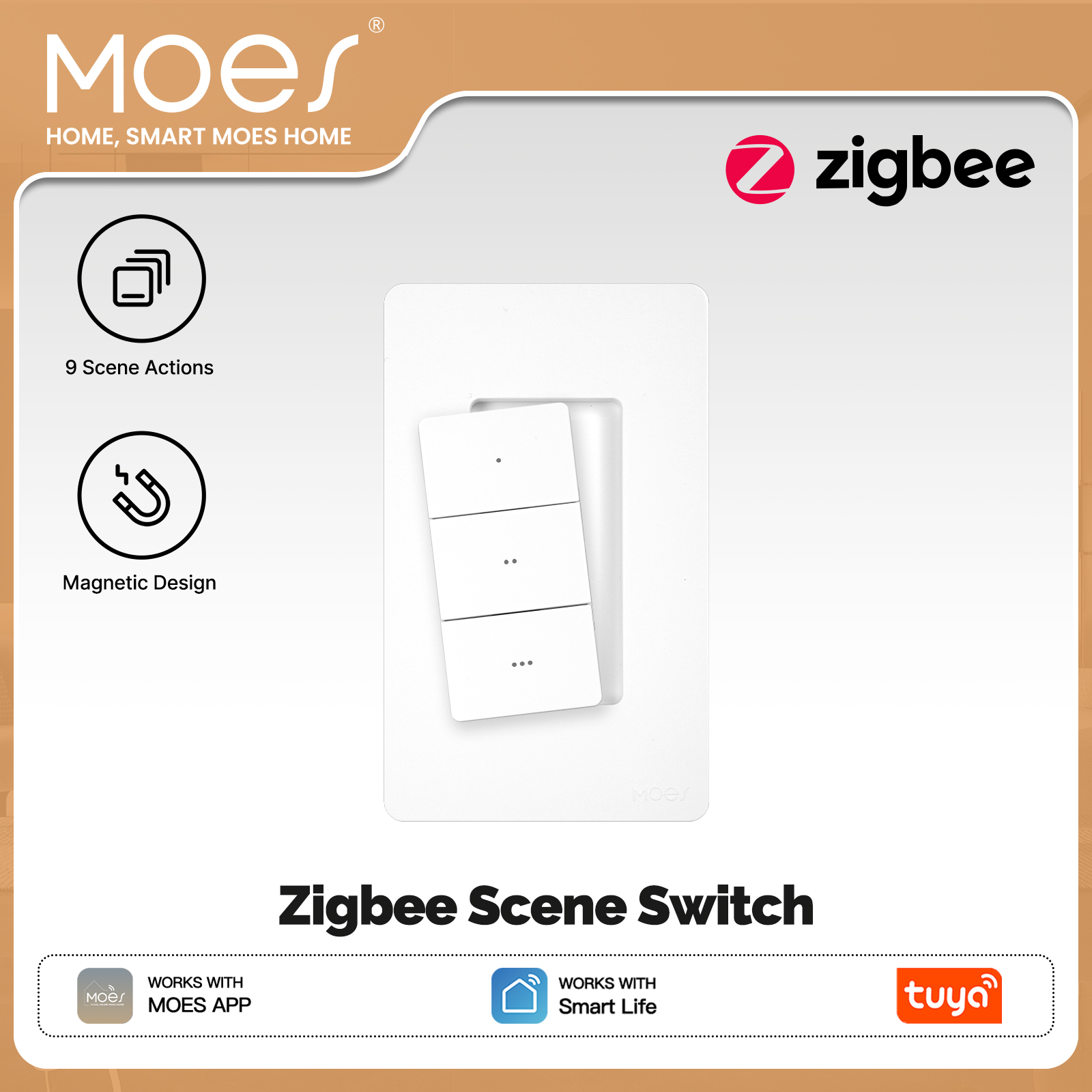 Smart Light Switch - MOES Tuya Zigbee Умный беспроводной сценарный