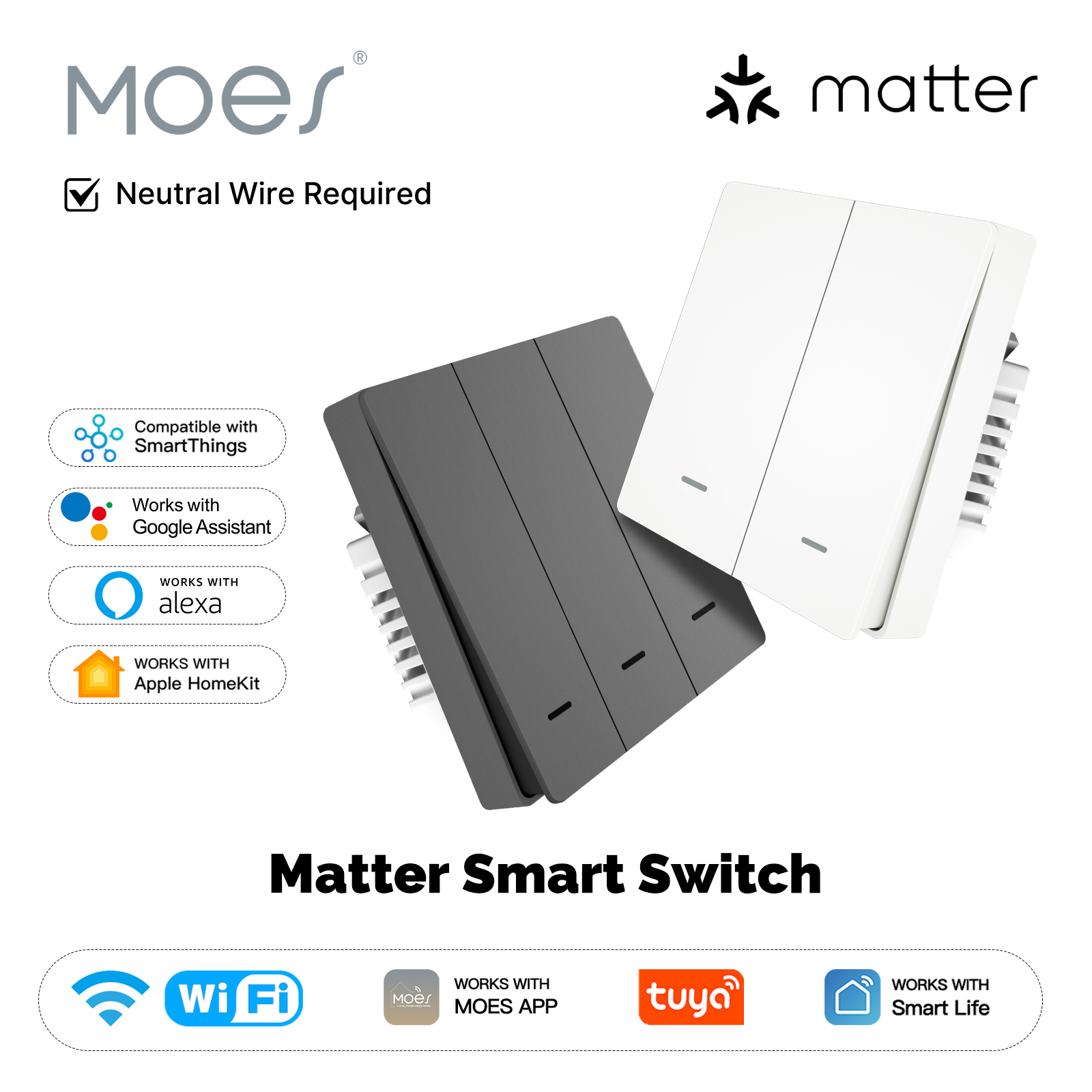 Tuya Wifi Socket - MOES Matter Tuya Wi-Fi умный кнопочный