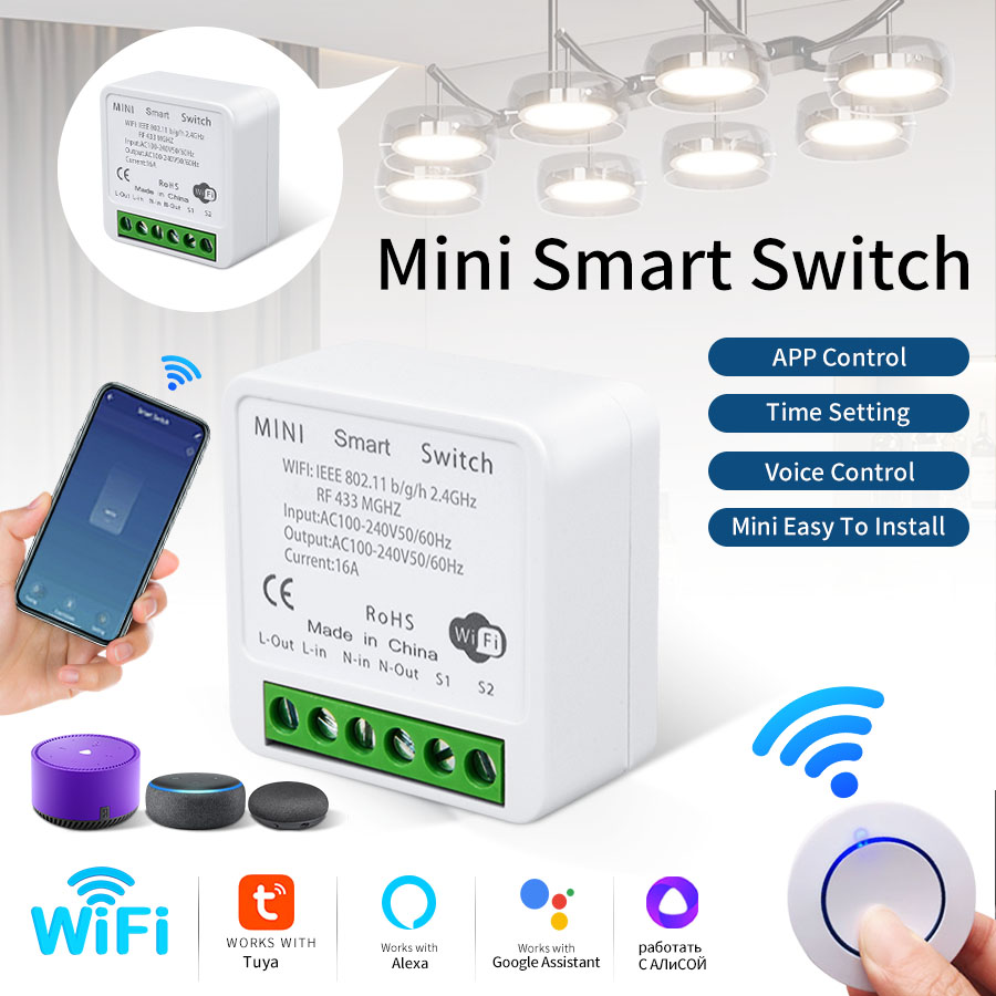 Smart Light Switch - Беспроводной Wi-Fi релейный приемник Tuya RF433Mhz